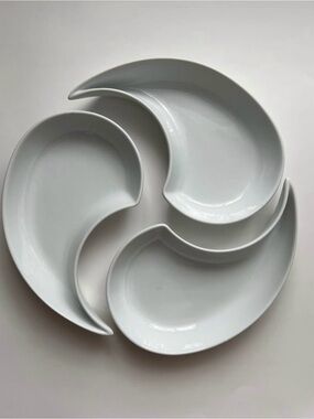 White Crescent Serving Bowl Set of 3